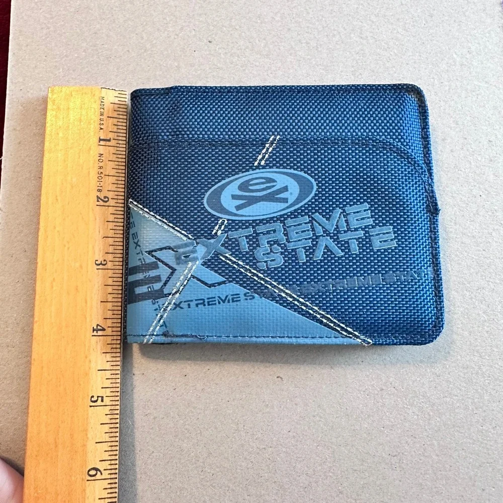 Extreme State Adrenaline Apparel Blue Canvas Bifold Wallet with Coin Pocket Logo